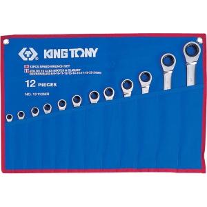 Набор комбинированных трещоточных ключей, 8-24 мм, чехол из теторона, 12 предметов, KING TONY, 12112MRN