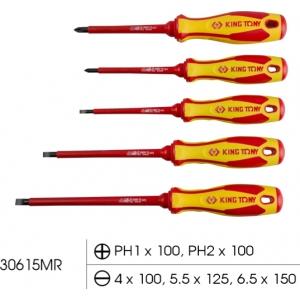 Набор отверток в коробке, диэлектрические, 5 предметов, KING TONY, 30615MR