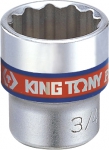 Головка торцевая стандартная двенадцатигранная 3/8", 1/4", дюймовая, KING TONY, 333008S