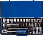 Набор торцевых головок с принадлежностями 1/2", двенадцатигранные, 10-32 мм, 35 предметов, в комплекте машинка, KING TONY, P4035MR01